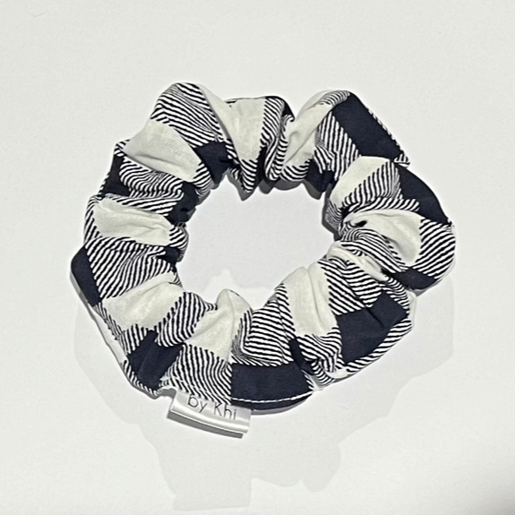 Navy Gingham Scrunchie
